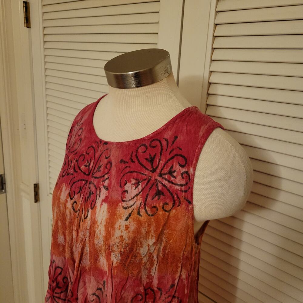 Boho 2000s Maya Pareos Sade Tie Dye Viscose Mini Dress Flowy One Size Fit All - Picture 2 of 8